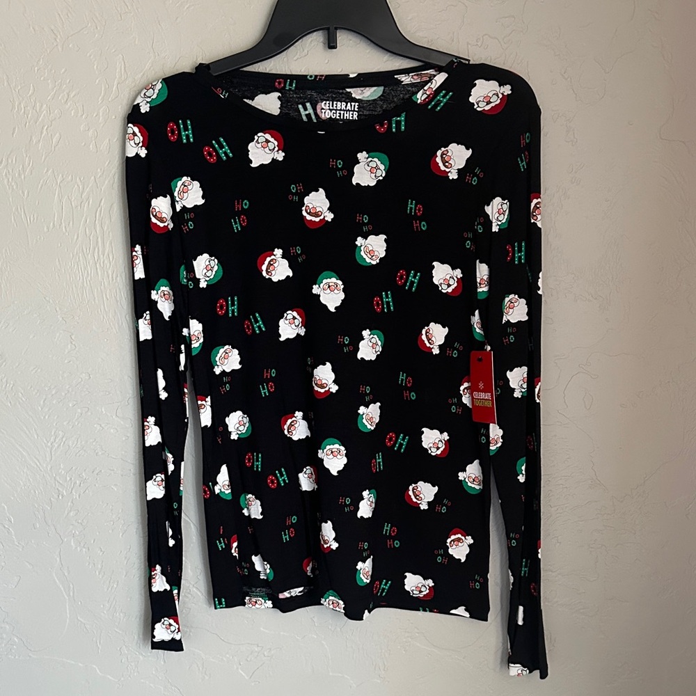 Celebrate Together Black Santa Long Sleeve Tee